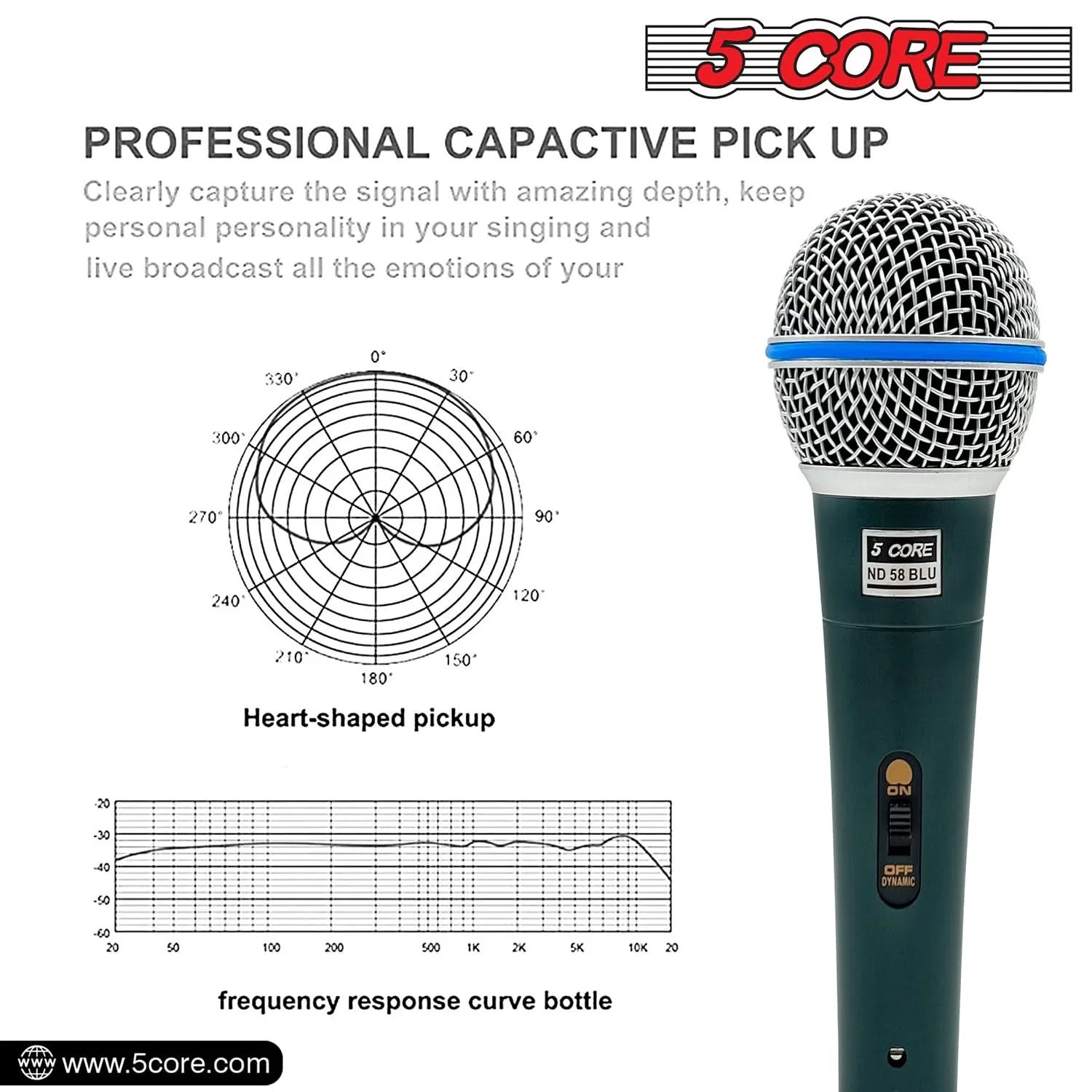 5Core XLR Microphone Dynamic Mic Karaoke Singing Studio Microfono Handheld Mics