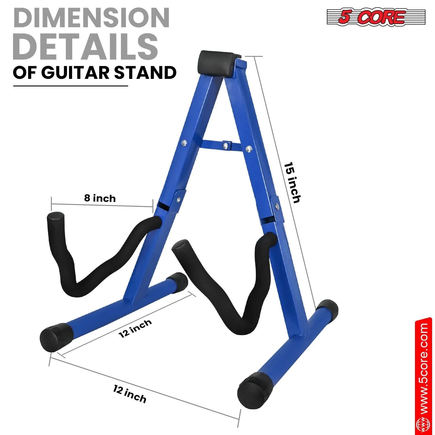 5Core Guitar Stand Floor a Frame Electric Acoustic Bass Soporte Para Guitarra BLUE