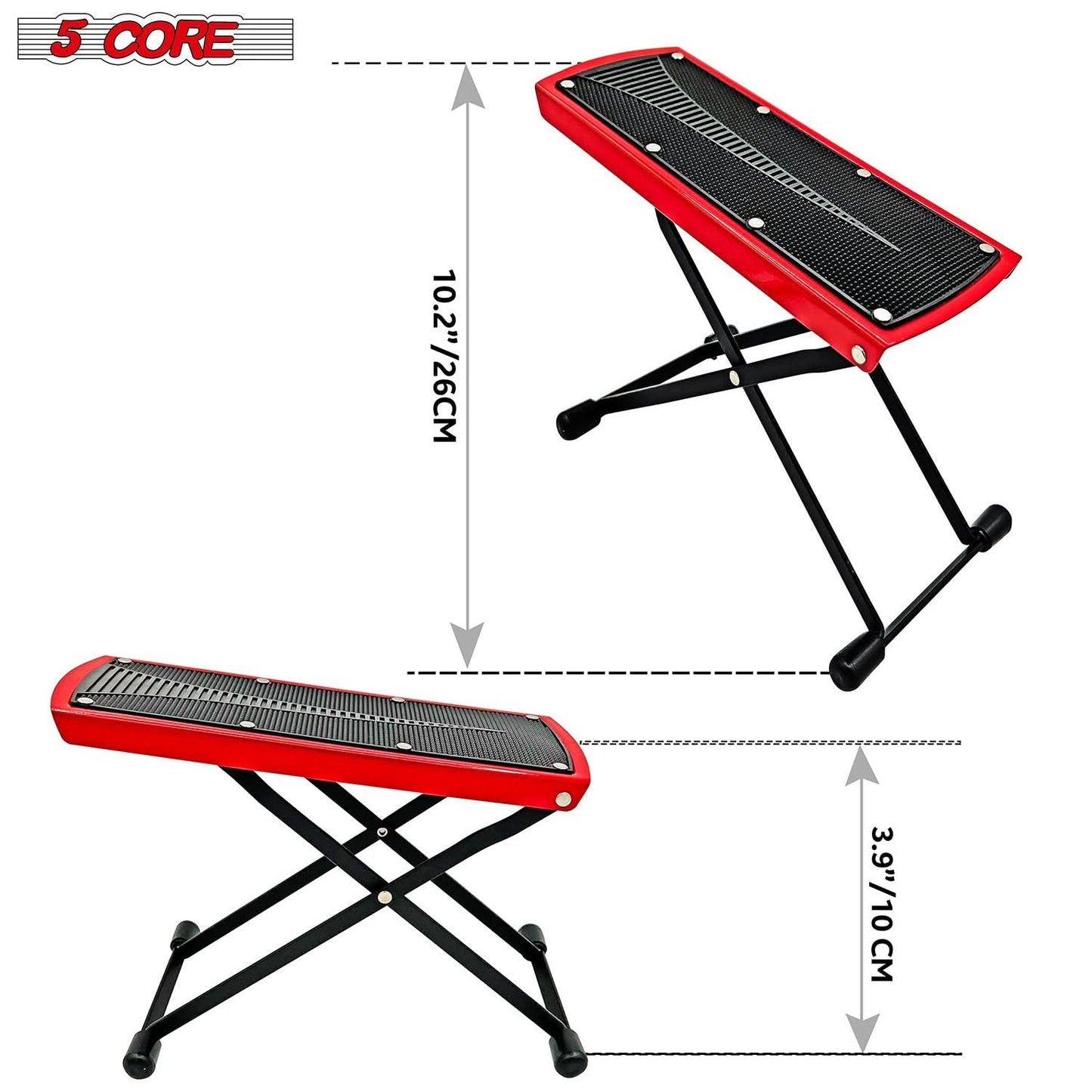 5Core Guitar Foot Stool Height Adjustable Folding Leg Rest Classical Footrest