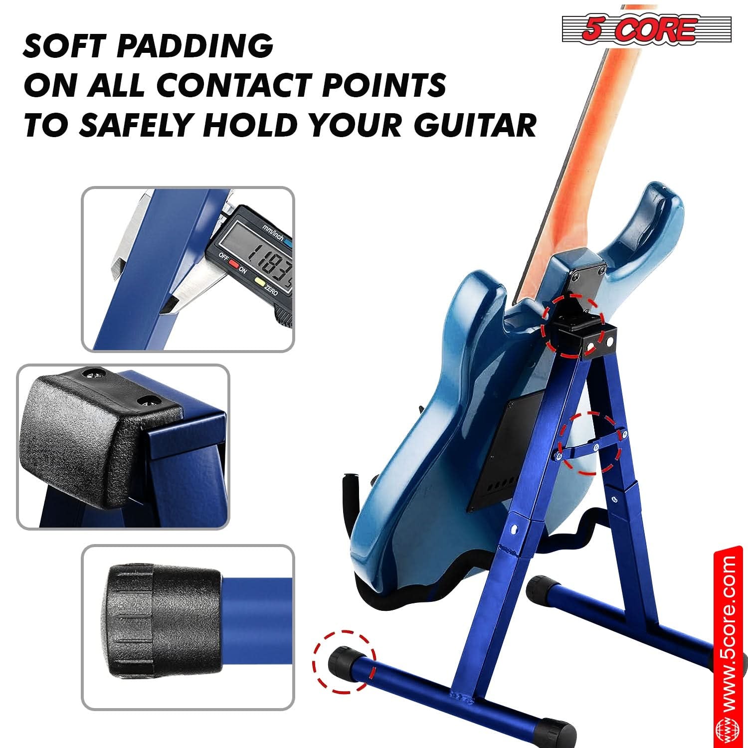 5Core Guitar Stand Floor a Frame Electric Acoustic Bass Soporte Para Guitarra BLUE