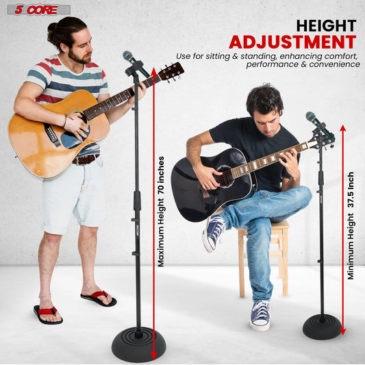 5Core Mic Stand Floor Heavy Duty Height Adjustable Pedestal Para Microfono for Singing on Stage Studio