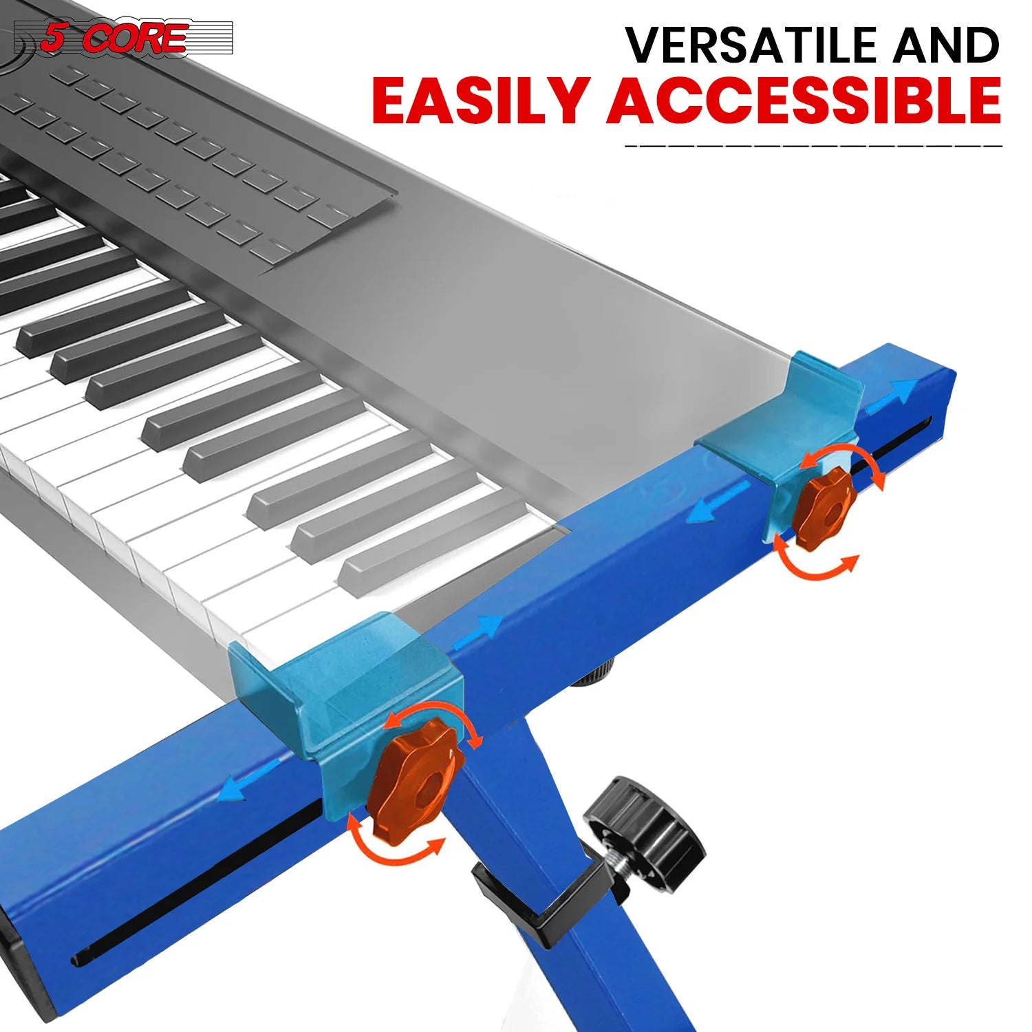 5Core Keyboard Stand Z Style Heavy Duty Sturdy Piano Riser Height Adjustable Holder BLUE