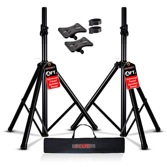 5 Core Speaker Stand Tripod Floor Adjustable up to 48 Inch DJ Studio Monitor Stands Pole Mount Pair BLACK